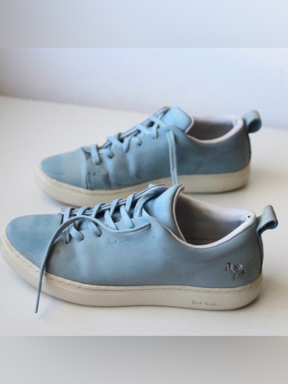 Paul Smith Light Blue Leather Nubuck Low-Top women's Sneakers with size 40